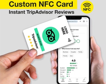 Aangepaste NFC-kaart TripAdvisor-beoordelingskaarten, Tik op 'Recensiekaart', Meer recensies, Gepersonaliseerde visitekaartjes, Gedrukte kaarten, Visitekaartje