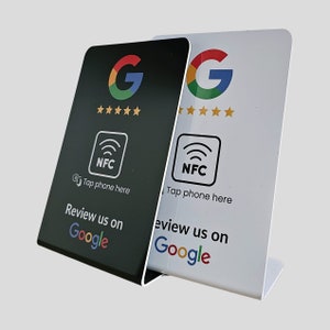 GoogleレビューNFCテーブルスタンド、テーブルスタンド、3秒でGoogleレビューを強化、テーブルディスプレイ、ホワイトまたはブラックのNFCスタンド
