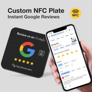 Support de plaque NFC noir Google Review, assiette de table, Boostez vos avis Google en 3 secondes, écran de plaque, plaque NFC blanche