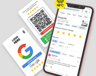 Personalised NFC Google Review Cards, Tap review Feedback Cards, PVC Custom Business Card, Printed Cards, Calling Business Card