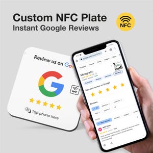 White Google Review NFC Plate Stand, Table Plate, Boost Your Google Reviews in 3 Seconds, Plate Display, White NFC Plate
