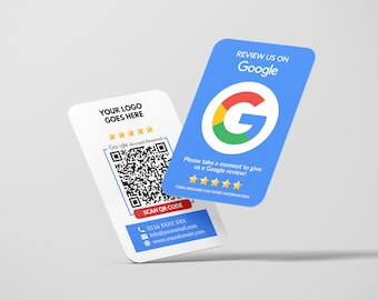 Business Cards with Google Review Rating QR Code, Custom Business Card, Printed Cards, Rounded Corners, Dual Cards , Feedback Business Card