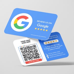 Revisión de Google de tarjetas de presentación, diseño de código QR de logotipo, tarjeta de presentación personalizada, tarjetas impresas, esquinas redondeadas, tarjetas duales, tarjeta de presentación de comentarios