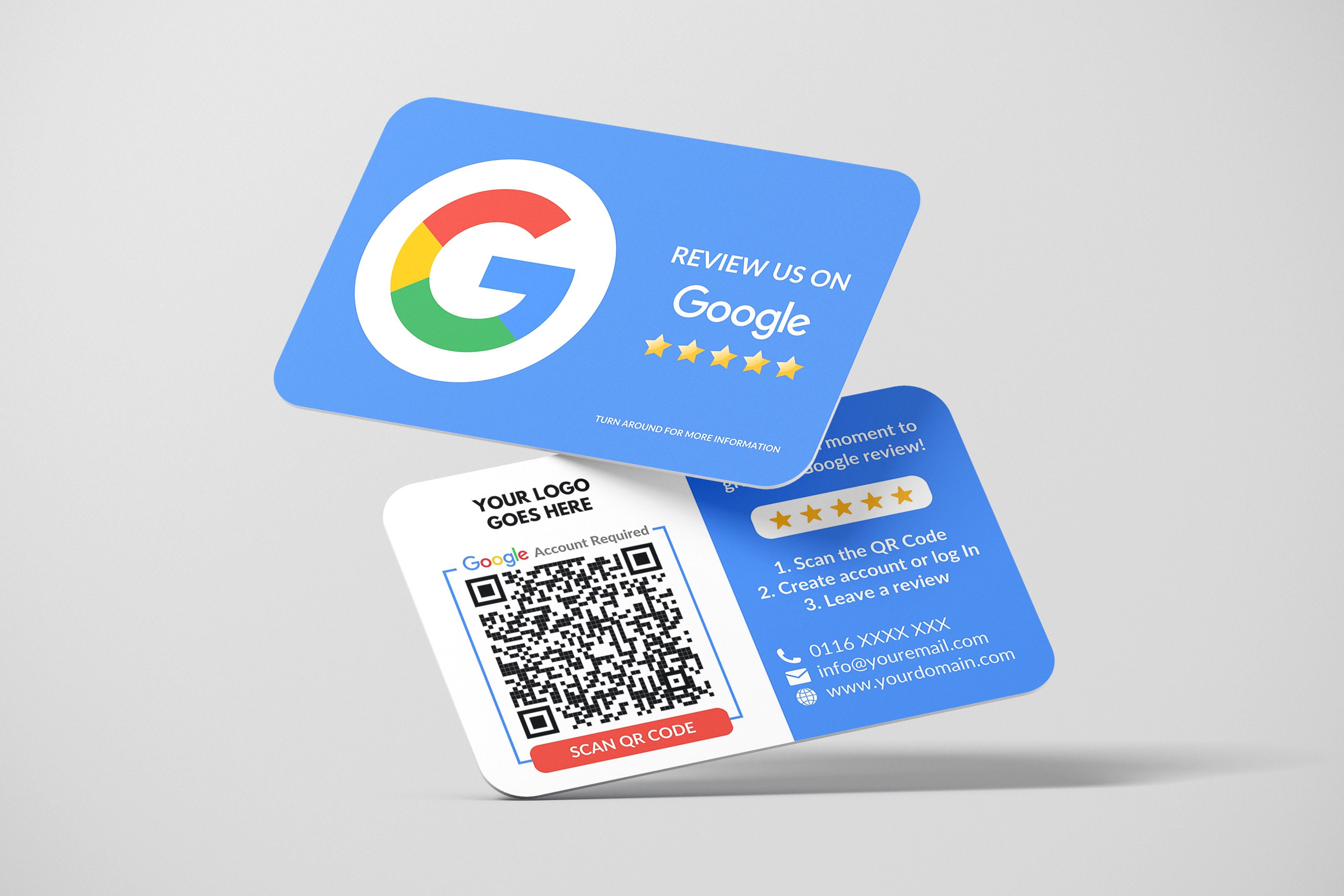 Google Review Business Card Icon with Google Review QR Code