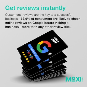 May include: A stack of black business cards with a Google logo and the text "Review Us On Google" printed on the top card. The cards are designed to help businesses get more reviews on Google.