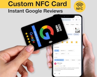 NFC card Google Review Cards, Custom Design, Tap Review Card, Increase Reviews, Personalised Business Card, Printed Cards, Business Card