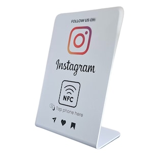 Soporte de mesa NFC para seguidores de Instagram, soporte de mesa, aumenta tus seguidores de Instagram en 3 segundos, pantalla de mesa, soporte NFC blanco