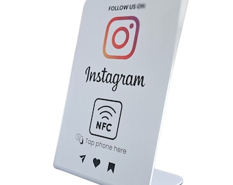 Instagram Follower NFC Table Stand, Table Stand, Boost Your Instagram Followers in 3 Seconds, Table Display, White NFC Stand