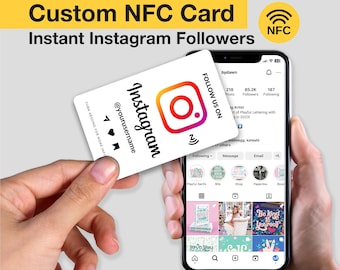 Cartes Instagram NFC personnalisées, Carte de visite Instagram avec code QR, Cartes d'abonnés en PVC, Cartes imprimées, Carte de visite pour téléphoner, Cartes Smart Tap