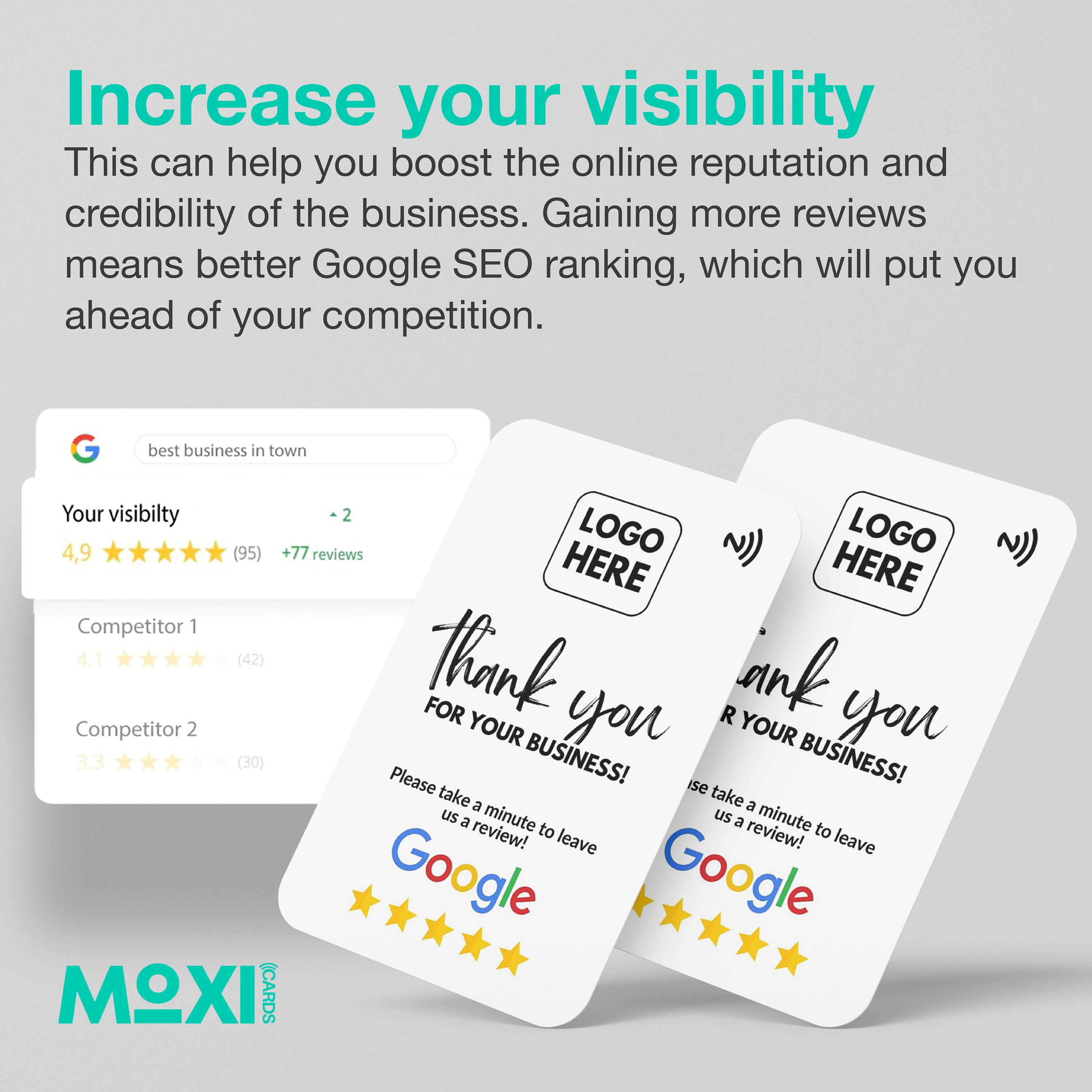 NFC Google Review Card bevestiging op tafel - NFC Support