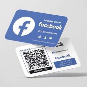 Facebook QR-Code Visitenkarte, Facebook Anhänger, Benutzerdefinierte Visitenkarte, Gedruckte Karten, Abgerundete Ecken, Einfach Facebook Anhänger