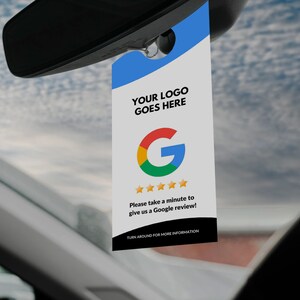 Google Review Door Hanger, Car Mirror Hanger, Beoordeel ons op Google, Feedback Card, Custom Printed Google Review Rating, QR Code Hanger
