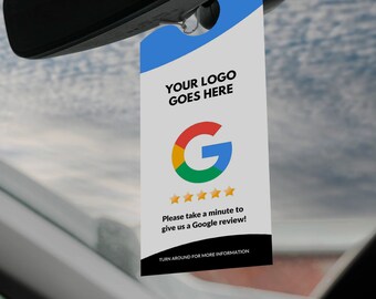 Google Review Door Hanger, Car Mirror Hanger, Beoordeel ons op Google, Feedback Card, Custom Printed Google Review Rating, QR Code Hanger