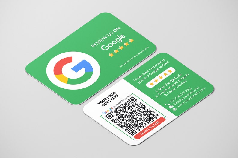 Cartão de visita Google Review, logotipo QR Code Design, cartão de visita personalizado, cartões impressos, cantos arredondados, cartões duplos, cartão de visita de feedback imagem 6