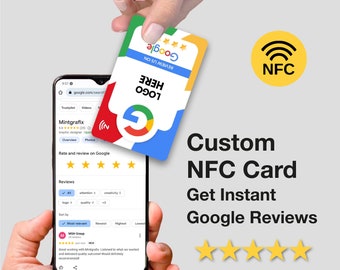 NFC card Google Review Cards, Custom Design, Tap Review Card, Increase Reviews, Personalised Business Card, Printed Cards, Business Card