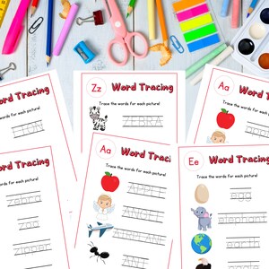 Preschool Word and Letter Alphabet Tracing Worksheet - All 26 Letters!