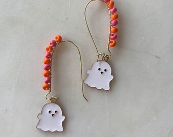 Orange & Pink Ghost Dangle Earrings