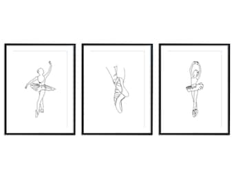 Ballerina Line Art Prints | Minimalist Ballet Decor (Digital Download)