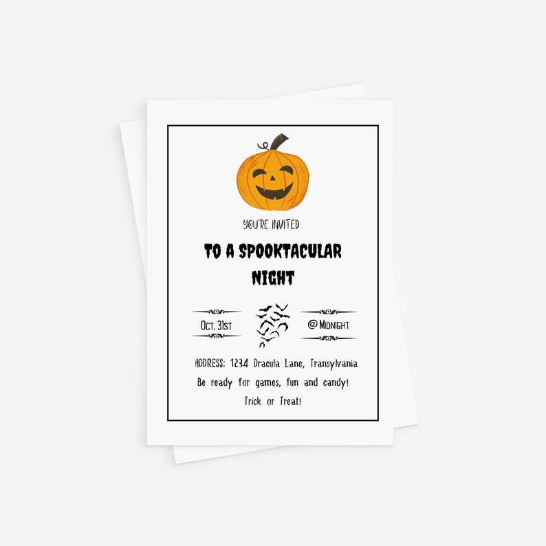 Editable Halloween Party Invitation Halloween Birthday Etsy