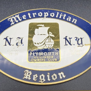 Original Plymouth Owners Club Badge: Metropolitan Region (New York / New Jersey) Badge