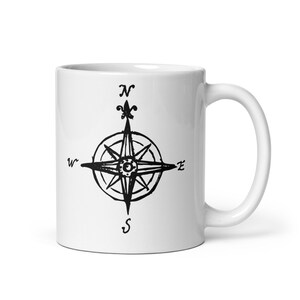 Nautical Victorian Compass White glossy mug