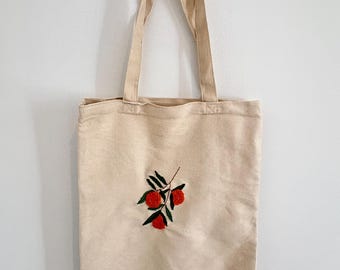 Orange Embroidered Tote Bag