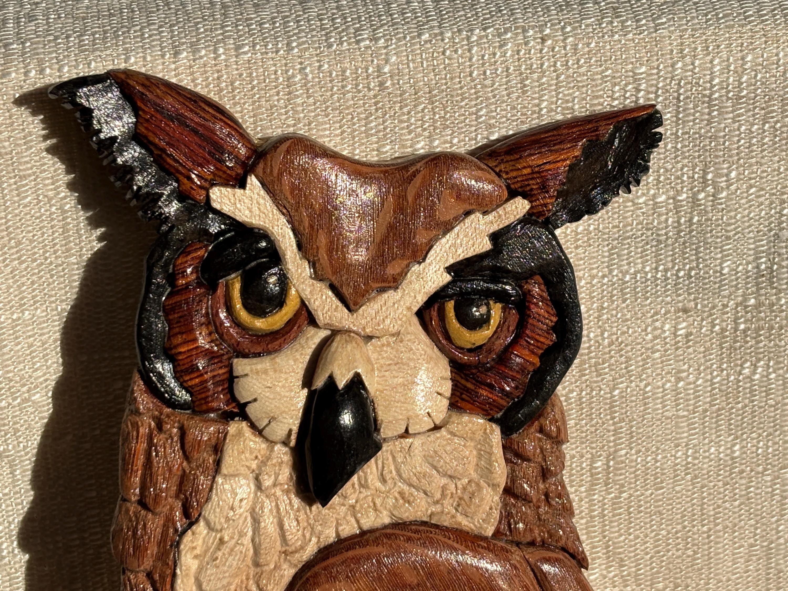 Handmade Owl Intarsia Wood Wall Art: Unique Wooden Decor - Etsy