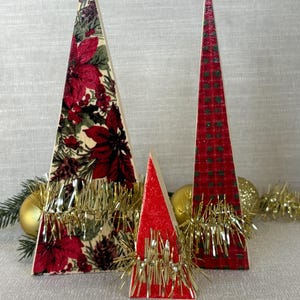 Christmas Decor, Wood Trees, Holiday Display, Handmade unique Gift, Decorated Trees