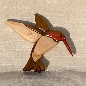 Wooden Wall Art, Hummingbird Wall Decor, Handmade Gift, One of a kind Intarsia.