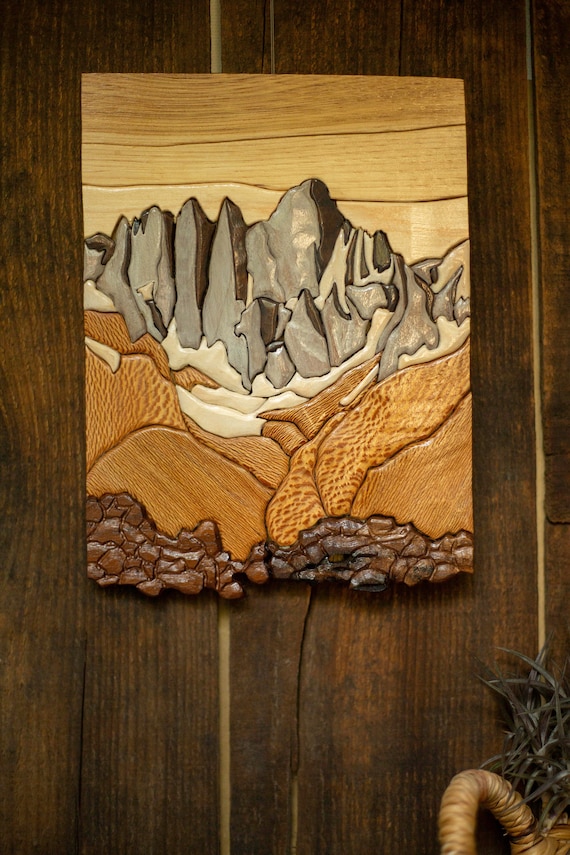 Intarsia Wood Mountain Wall Art: Mt. Whitney Handmade Decor - Etsy