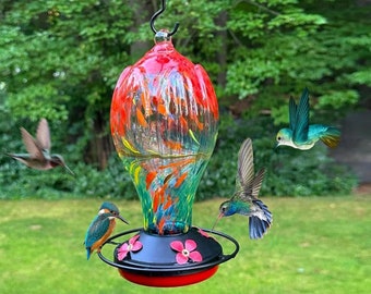 30 Ounces Glass Hummingbird Feeder