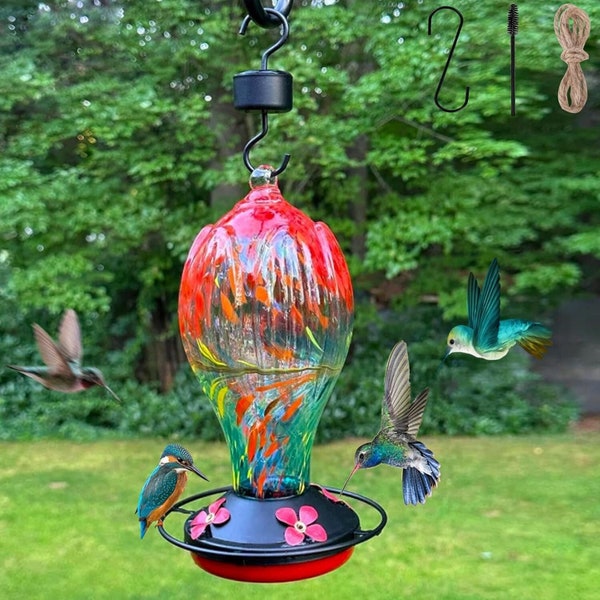 30 Ounces Glass Hummingbird Feeder