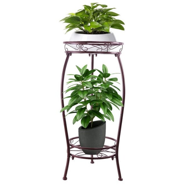 Indoor Outdoor 2 Tiers Tall Plant Stand