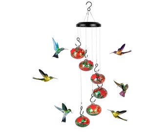 Charming Wind Chimes Hummingbird feeders for Outdoors Hanging ant and bee Proof, Never Leak, Perfect Garden Decor for Outside