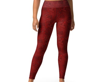 Leggings body positive in rosso cremisi Ama il tuo corpo Rebel Badass Fearless Strong Woman Detti con elasticità in 4 direzioni e tessuto morbido come il burro