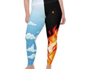 Leggings con stampa grafica Heaven & Hell TAGLIA PLUS con tessuto morbido e burroso, design originale, cintura rialzata, elasticità in 4 direzioni, vestibilità lusinghiera.