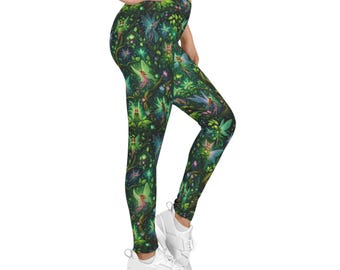Leggings, Mystische Feenwald Muster Yoga Hose, Natur Fantasie Workout Strumpfhose, Frauen Activewear, Geschenk für Sie, Festival Kleidung