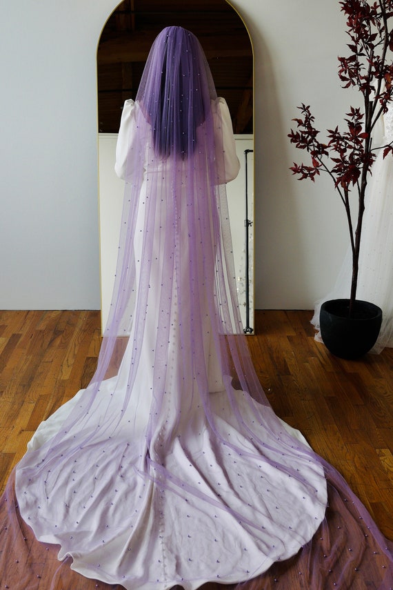 Grace - Pearl Bridal Veils, Lavender Wedding, White Wedding,unique