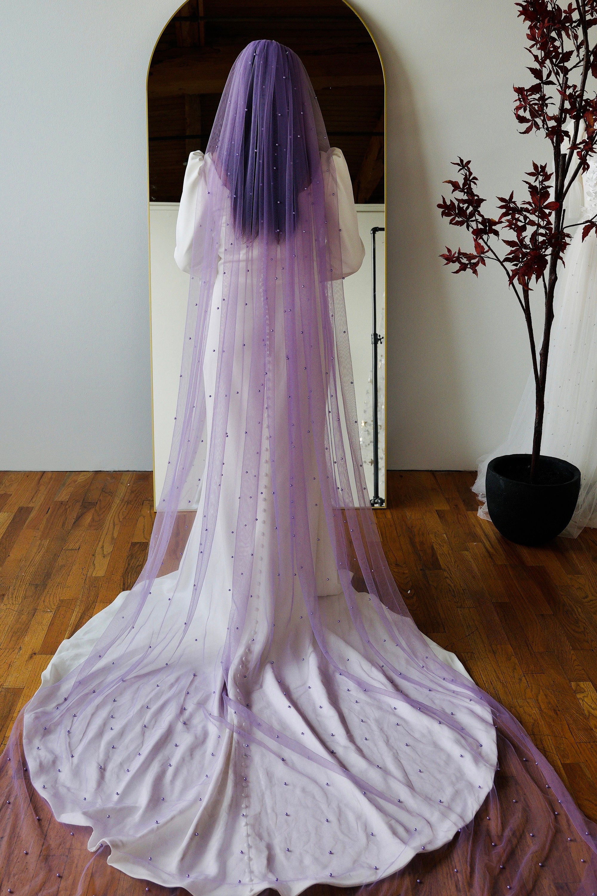 Grace - Pearl Bridal Veils, Lavender Wedding, White Wedding,unique