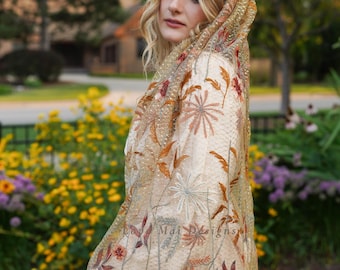 Vintage Floral Embroidered Wedding Veil: French Tulle Lace