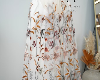 Sienna -  Autumn inspired veil, Fall wedding veil , Vintage floral leaf embroidered veil, Love Mai Designs