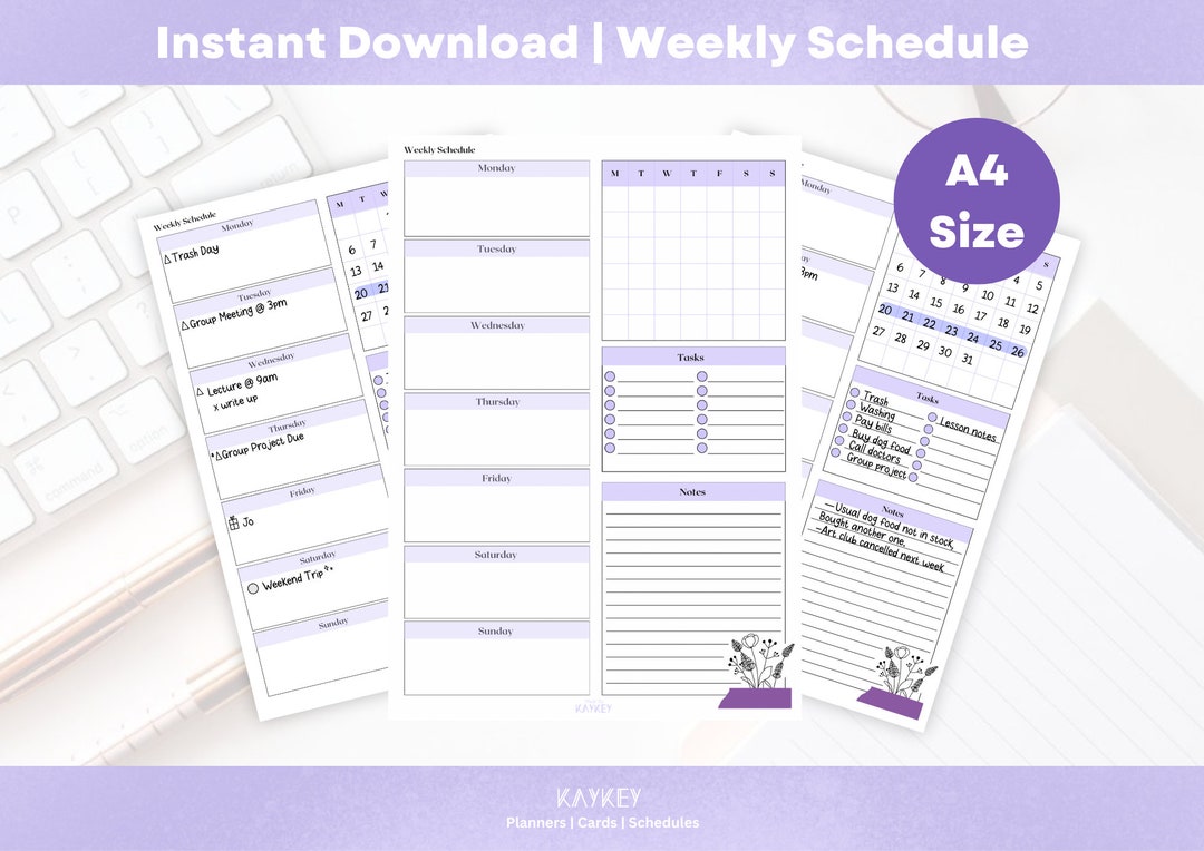 Cute Schedule Printout Printable Journal A4 - Etsy