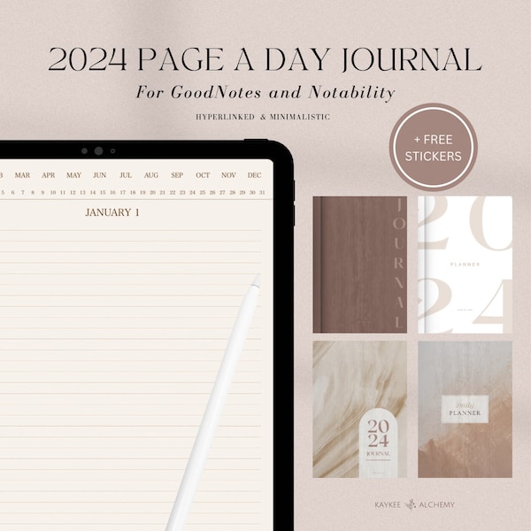 Digital Daily Journal, GoodNotes Journal, 2024 Diary Journal, 366 Daily Pages Journal, iPad Journal, Notability Journal, Digital Diary