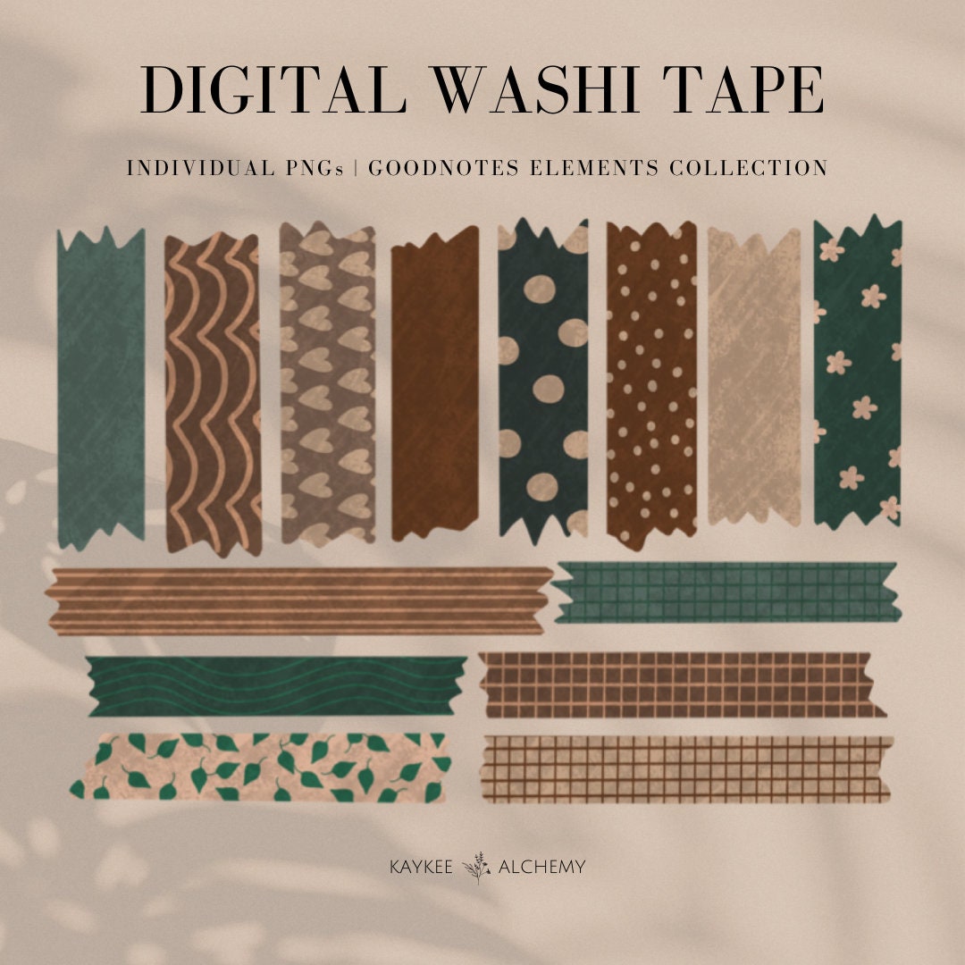 Hand Drawn Digital Washi Tape for Goodnotes | Cute Pre-cropped Washi ...