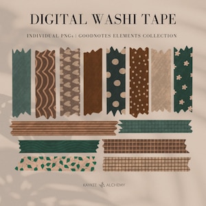 14 sztuk cyfrowej taśmy washi dla GoodNotes | Wstępnie przycięte naklejki taśmy washi | Indywidualne pliki PNG taśmy washi | Naklejki cyfrowe