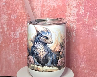 Purple Book Dragon Wine Tumbler
