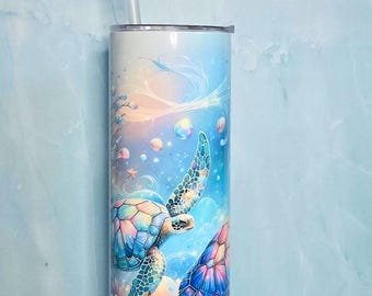 Sea Turtle Tumbler: 20 oz Stainless Steel Insulated Travel Cup