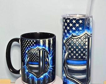 Thin Blue Line 20 oz insulated stainless steel tumbler