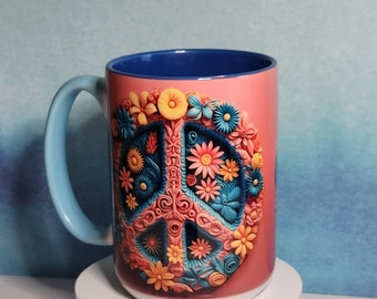 3D Floral Peace Mug