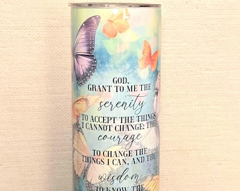 Serenity Prayer Butterfly Tumbler